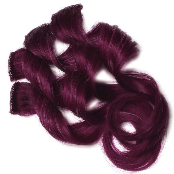 Burgundy Fuchsia Human Hair Extensions Clip in Galaxy Colored Hairstyles main image 4